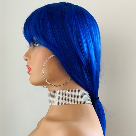 Royal Blue “Put On & Go” Synthetic Event Wig with Bangs 💙 NO FURTHER DISCOUNT - Picture 12 of 16